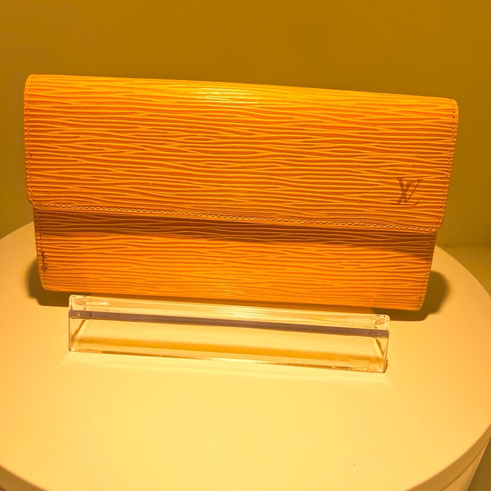 Louis Vuitton Yellow and Purple EPI long trifold wallet